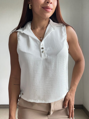 Camisa Manga Sisa Escote En V Botones