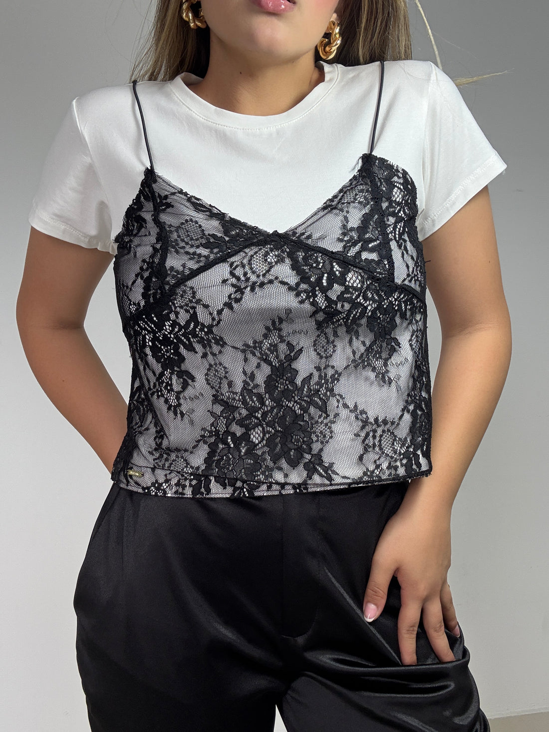 Camiseta Manga Corta Encaje
