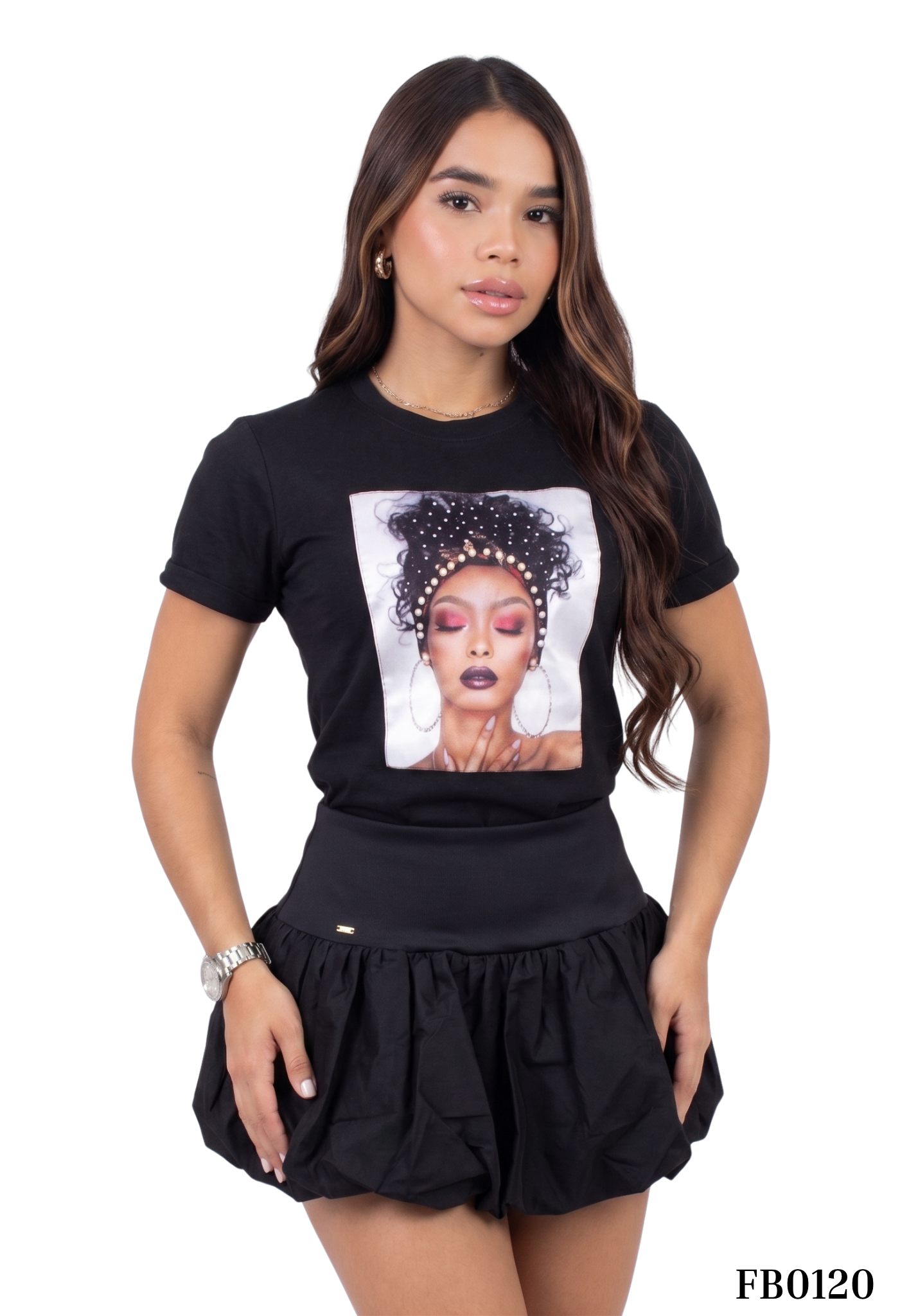 Camisa Cuello Redondo Manga Corta Apliqu