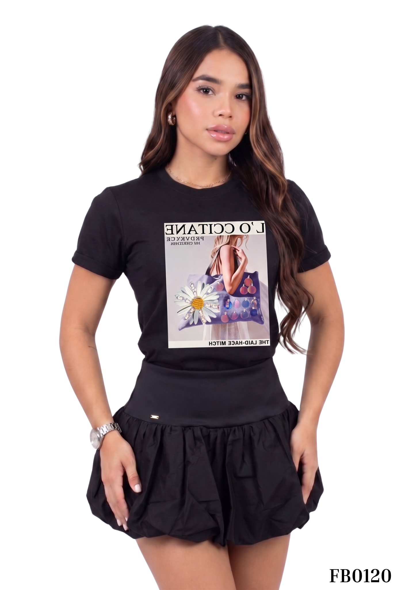 Camisa Cuello Redondo Manga Corta Apliqu