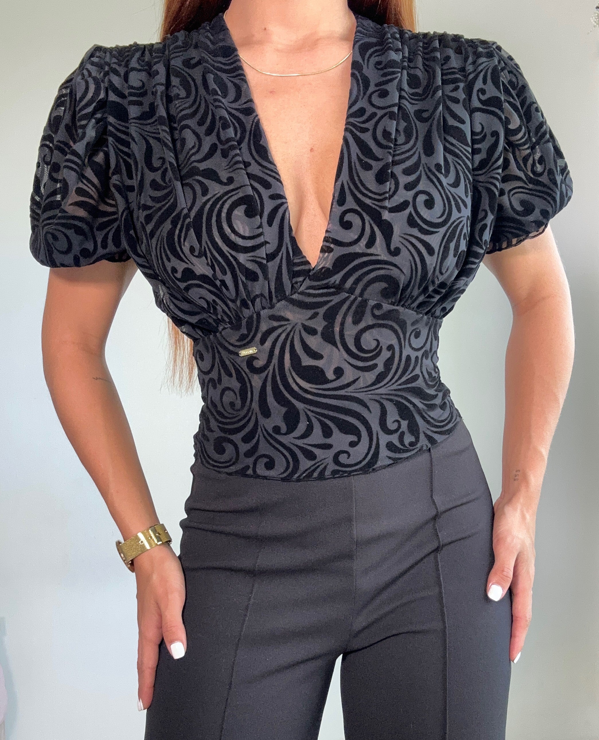 Blusa Manga Corta Cuello En V Estampada