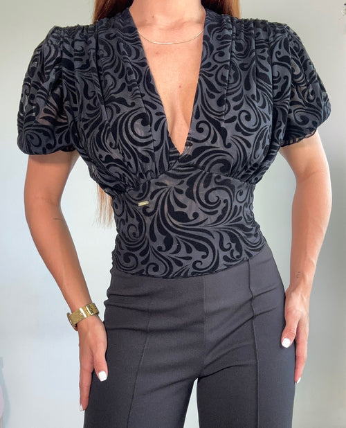 Blusa Manga Corta Cuello En V Estampada