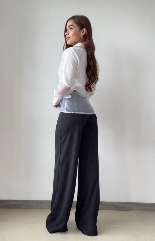 Camisa Manga Larga Tela Cristal Organza