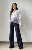 Camisa Manga Larga Tela Cristal Organza