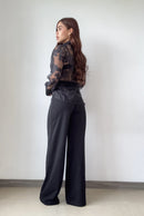 Blusa Manga Larga Tela Chifon De Flores