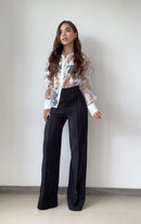 Blusa Manga Larga Tela Chifon De Flores