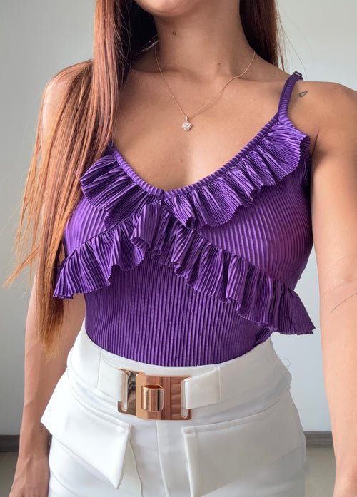 Blusa Tiras Escote En V Volantes Plisado