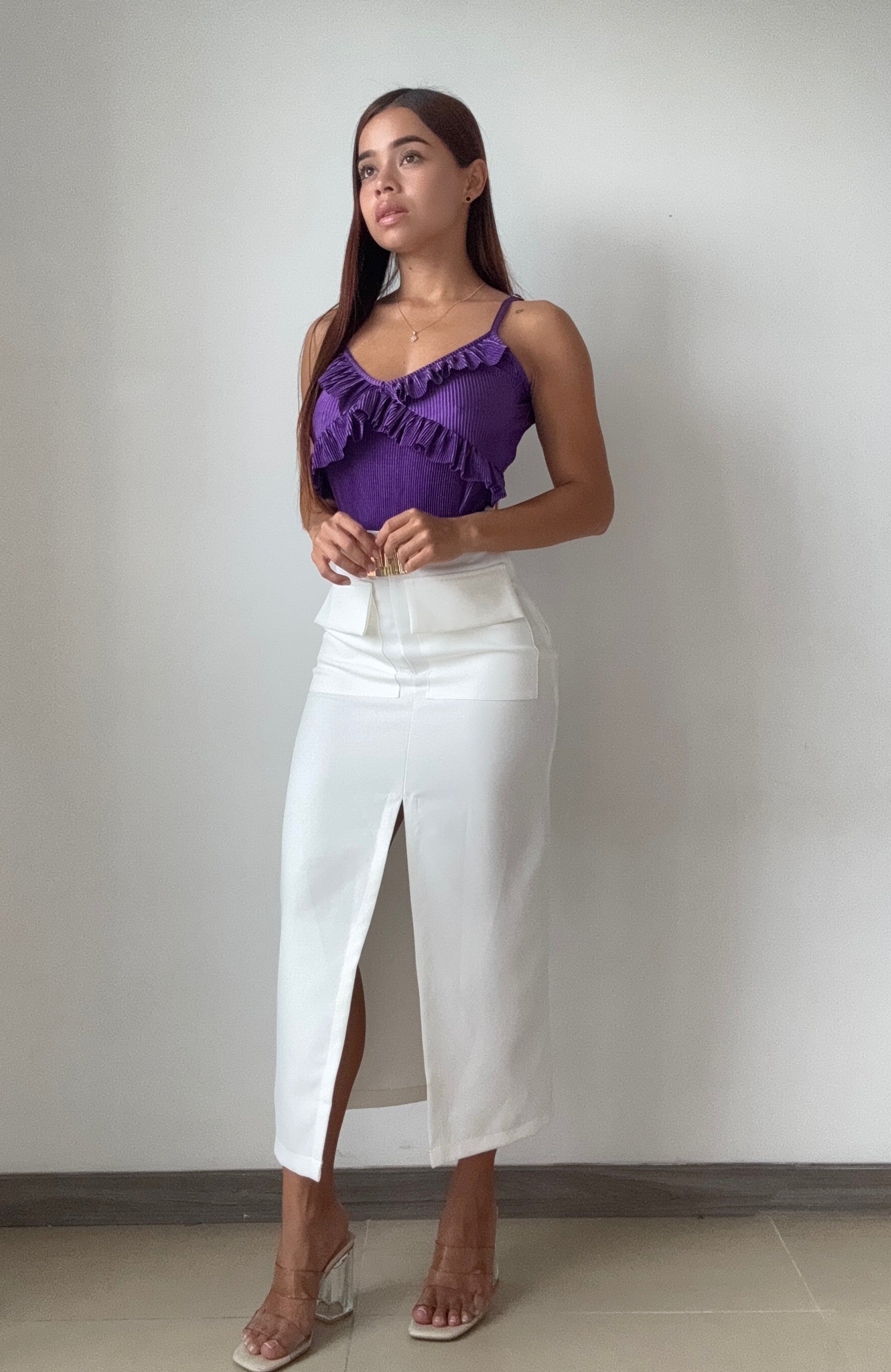 Blusa Tiras Escote En V Volantes Plisado