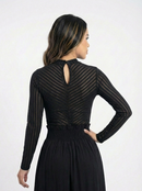 Body Manga Larga Rayas Transparente