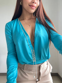 Blusa Manga Larga Escote En V Profundo