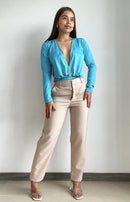 Blusa Manga Larga Escote En V Profundo