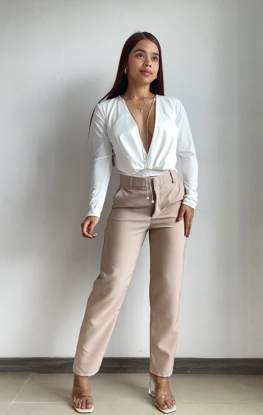 Blusa Manga Larga Escote En V Profundo