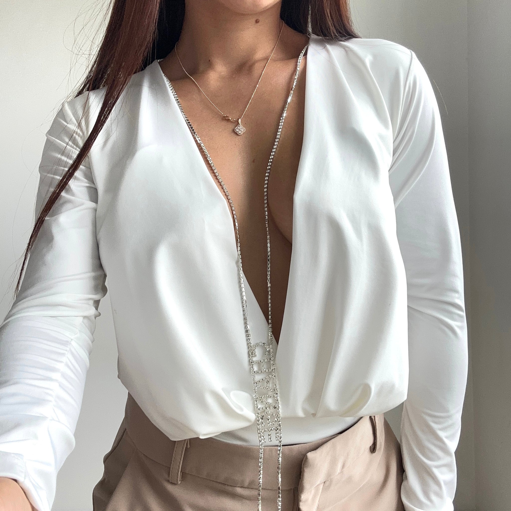 Blusa Manga Larga Escote En V Profundo