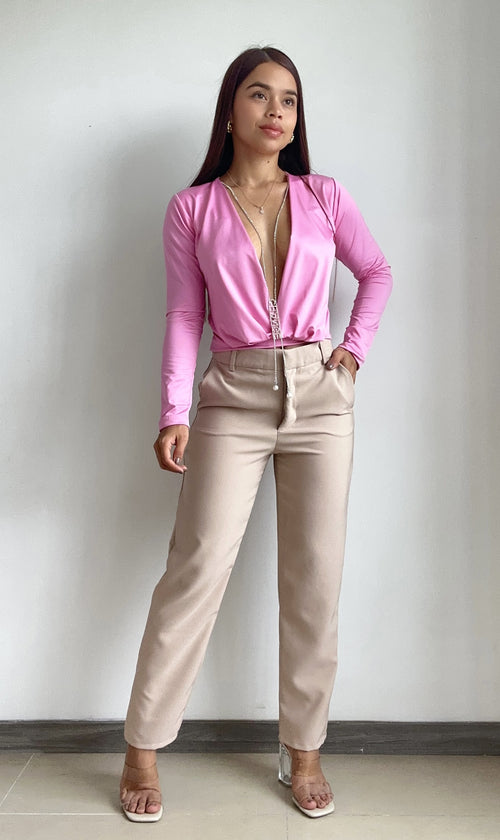 Blusa Manga Larga Escote En V Profundo