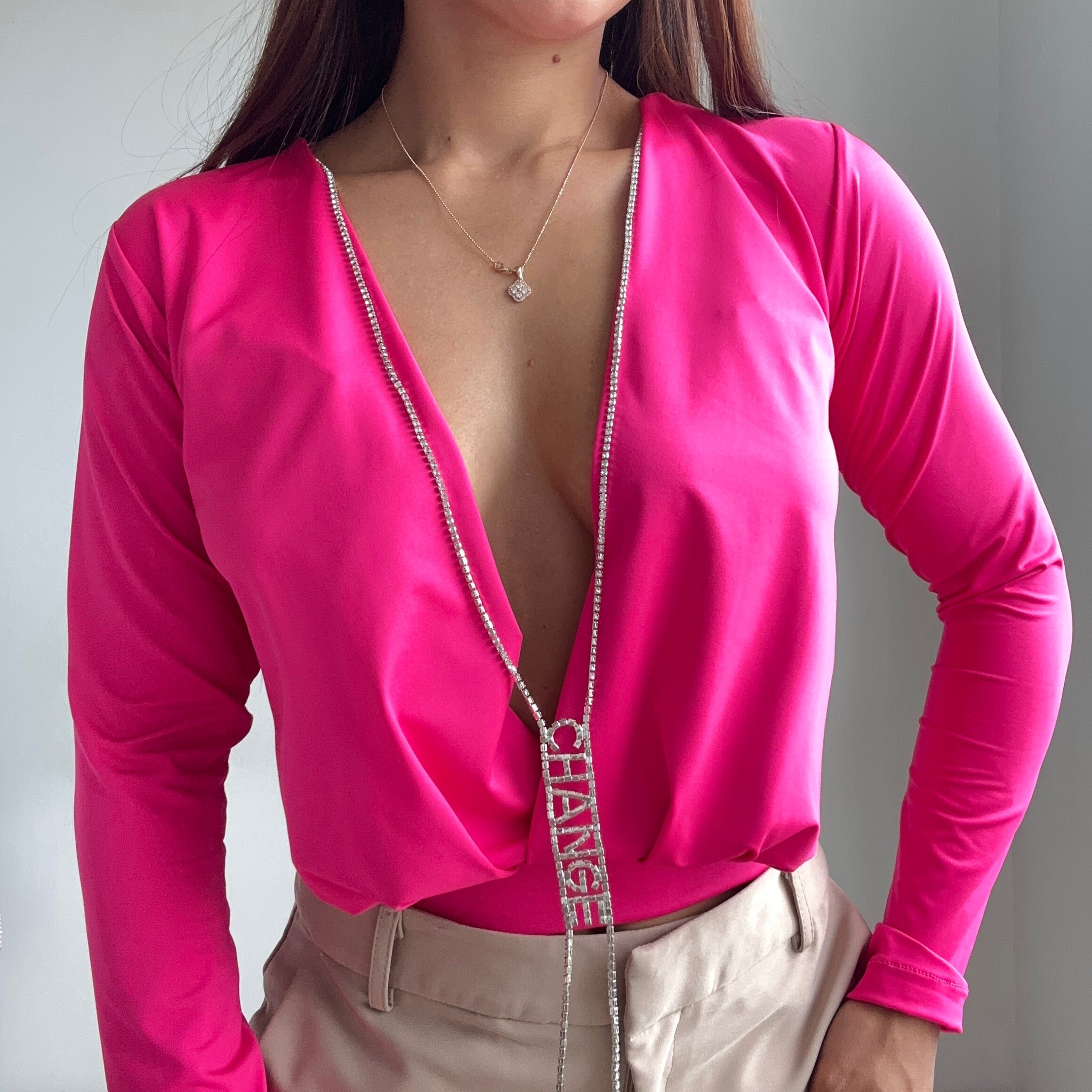 Blusa Manga Larga Escote En V Profundo