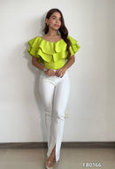 Blusa Corta Cuello En U Dos Boleros