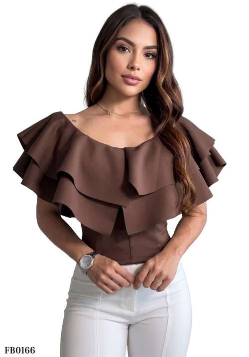 Blusa Corta Cuello En U Dos Boleros