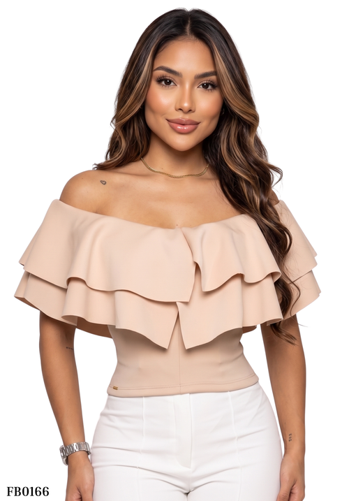 Blusa Corta Cuello En U Dos Boleros
