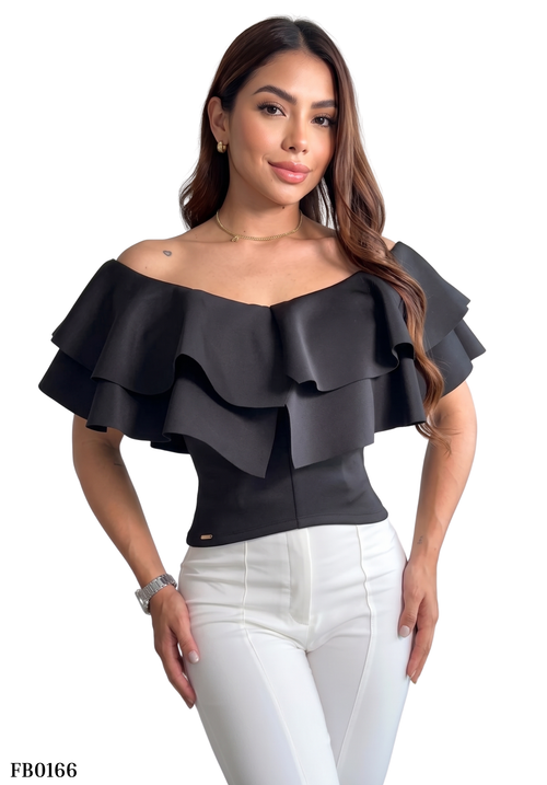 Blusa Corta Cuello En U Dos Boleros