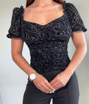 Blusa Manga Corta Cuello Cuadrado