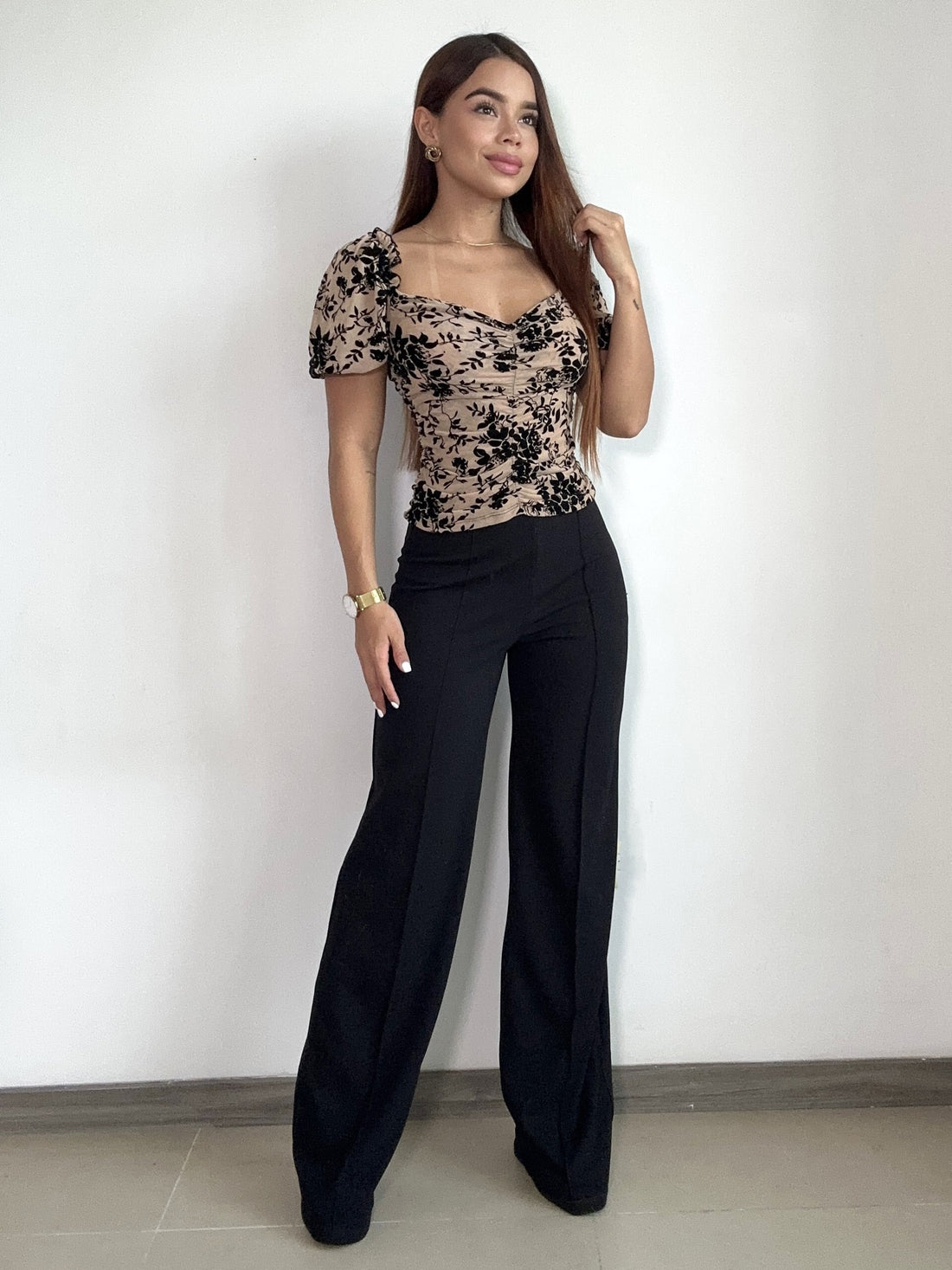 Blusa Manga Corta Cuello Cuadrado