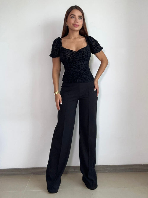 Blusa Manga Corta Cuello Cuadrado