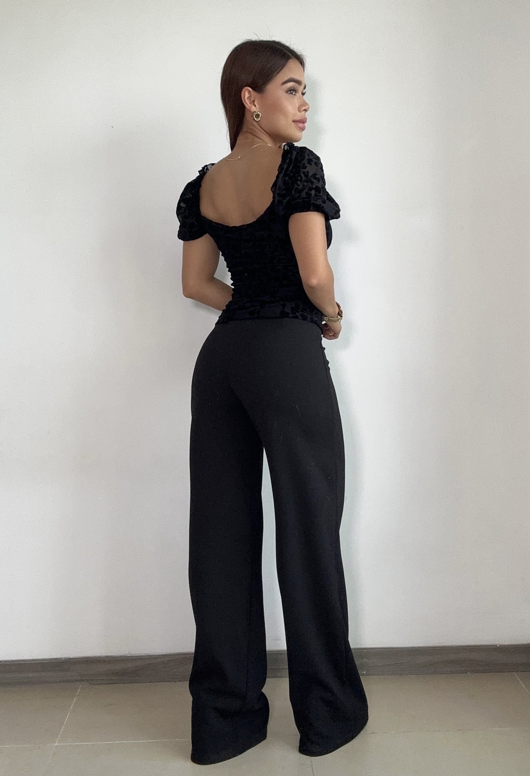 Blusa Manga Corta Cuello Cuadrado