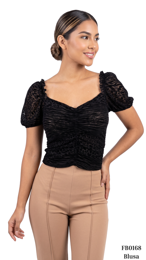 Blusa Manga Corta Cuello Cuadrado