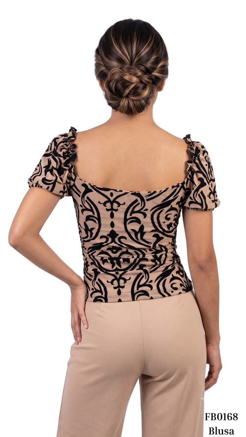Blusa Manga Corta Cuello Cuadrado