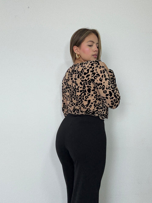 Blusa Manga Larga Estilo Chaleco Amarrar