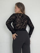 Blusa Manga Larga Estilo Chaleco Amarrar