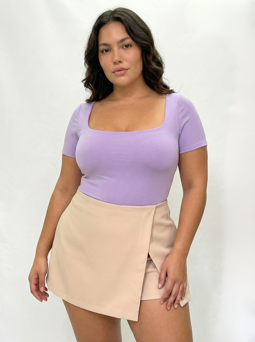 Body Manga Corta Cuello Cuadrado Plus