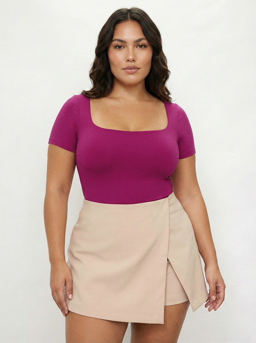 Body Manga Corta Cuello Cuadrado Plus