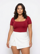 Body Manga Corta Cuello Cuadrado Plus