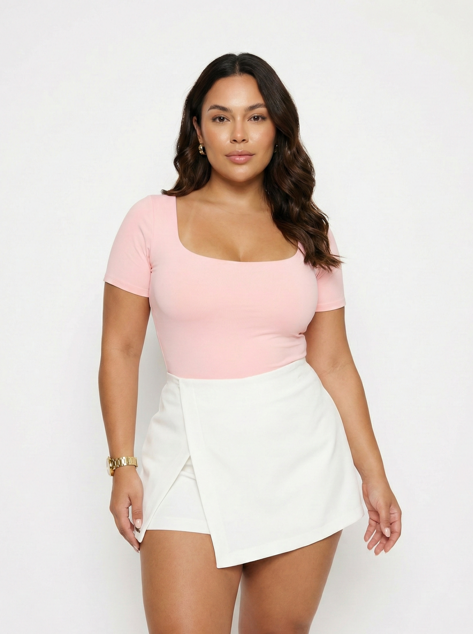 Body Manga Corta Cuello Cuadrado Plus