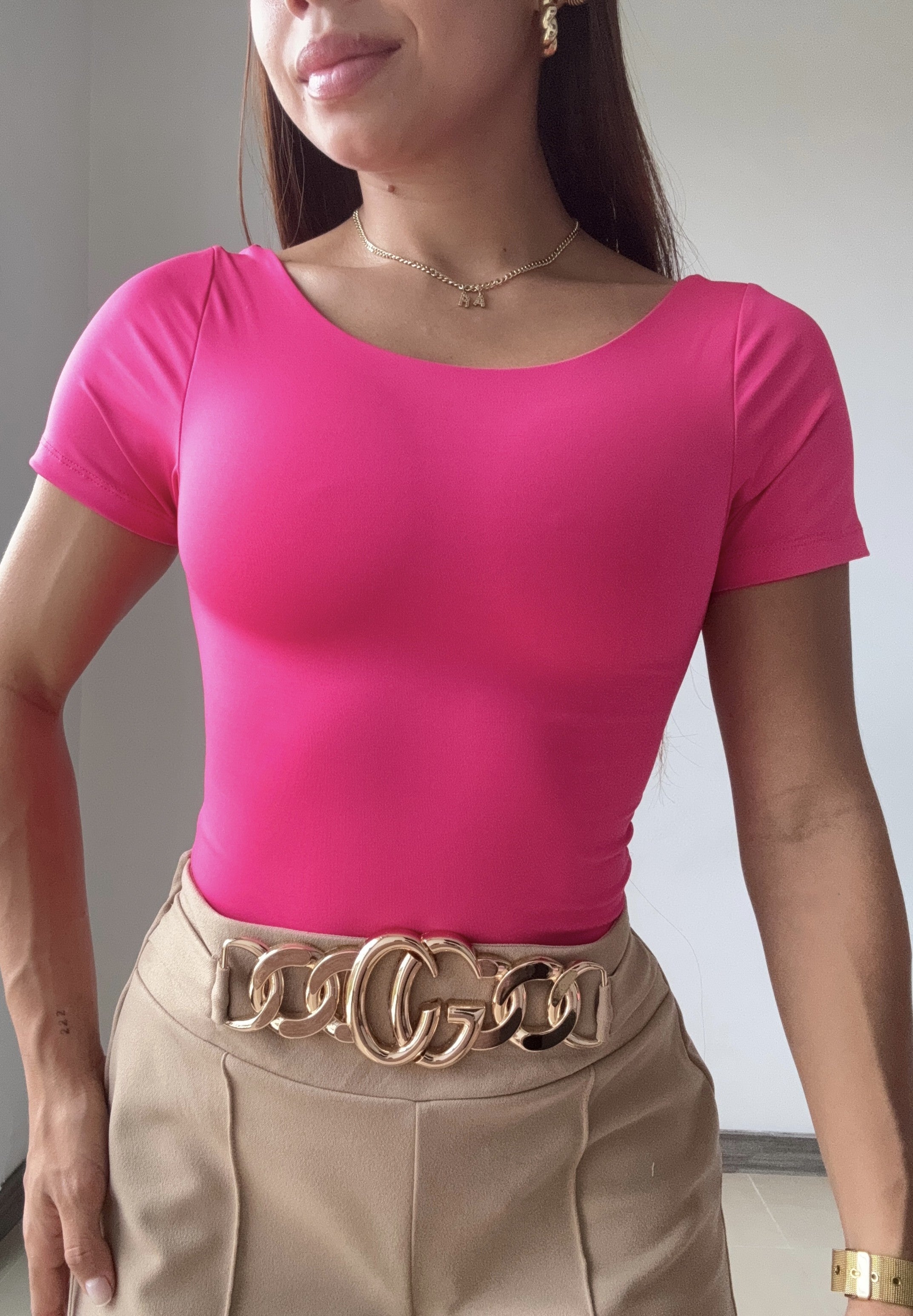 Body Manga Corta Escote Espalda