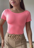 Body Manga Corta Escote Espalda