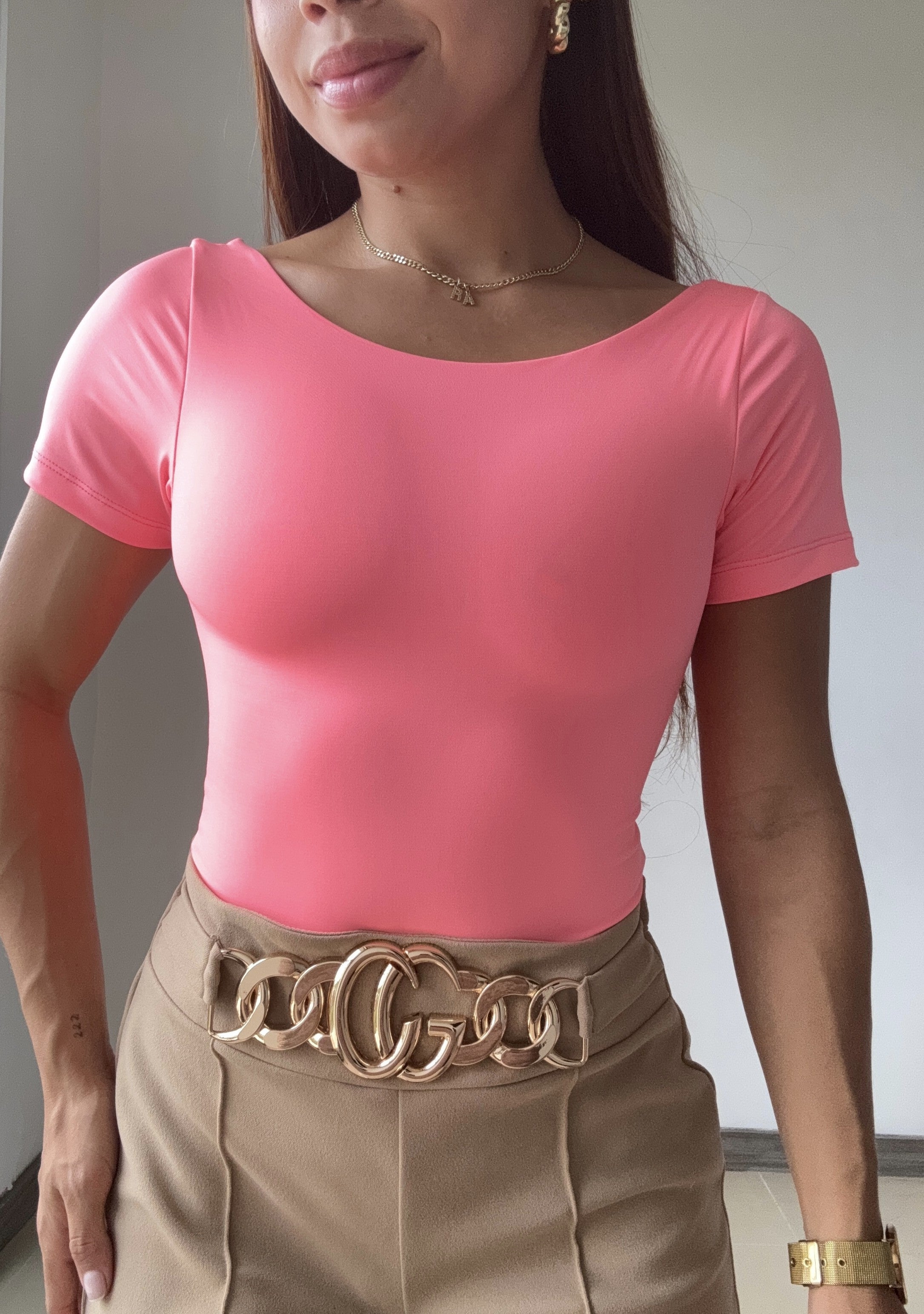 Body Manga Corta Escote Espalda