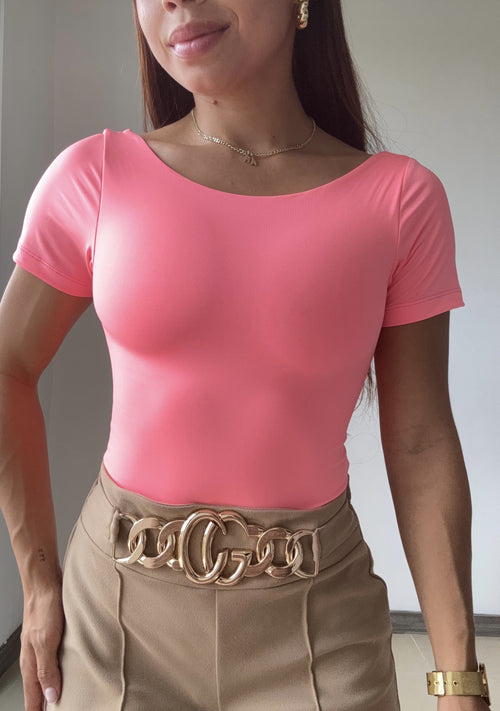 Body Manga Corta Escote Espalda
