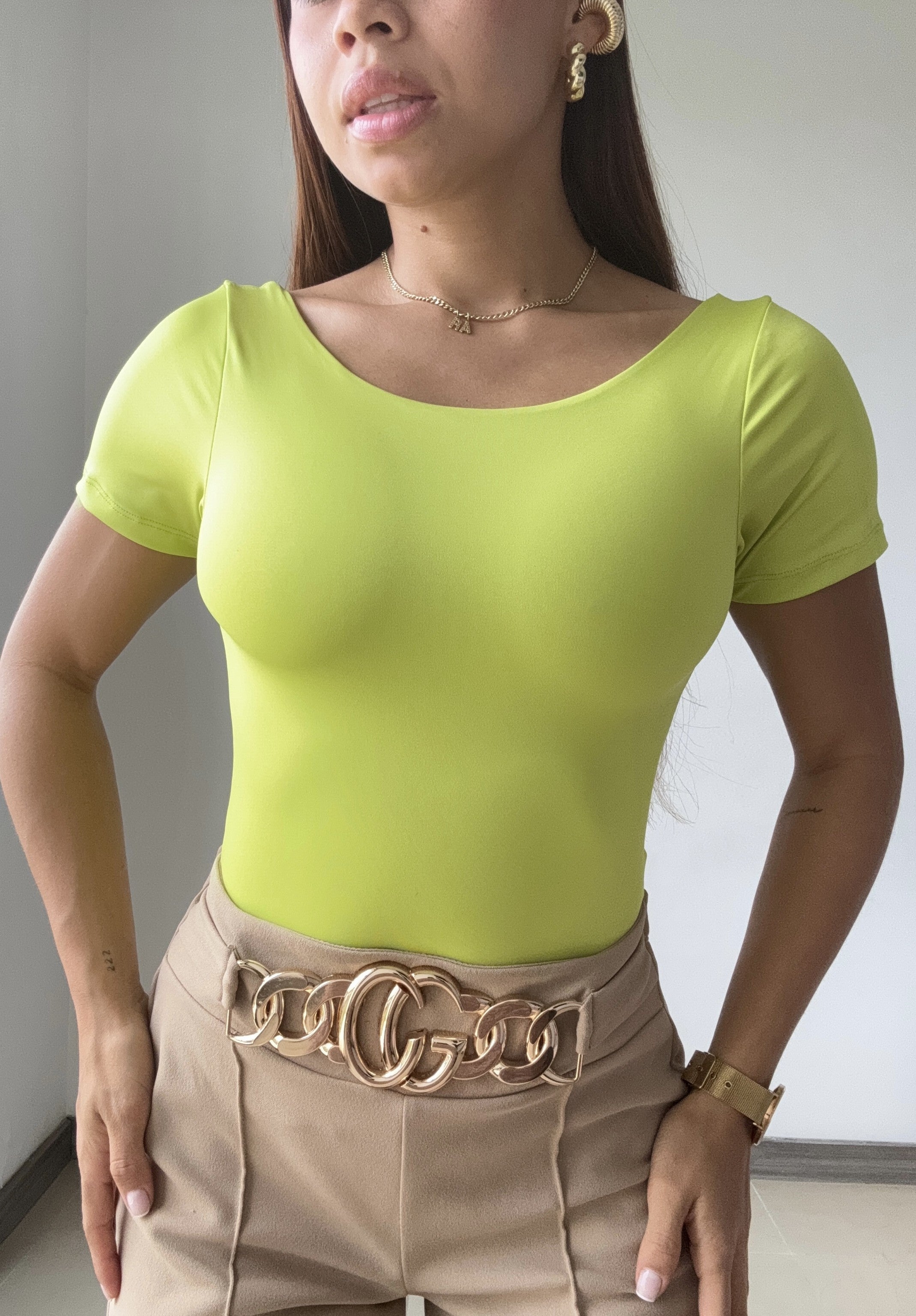 Body Manga Corta Escote Espalda