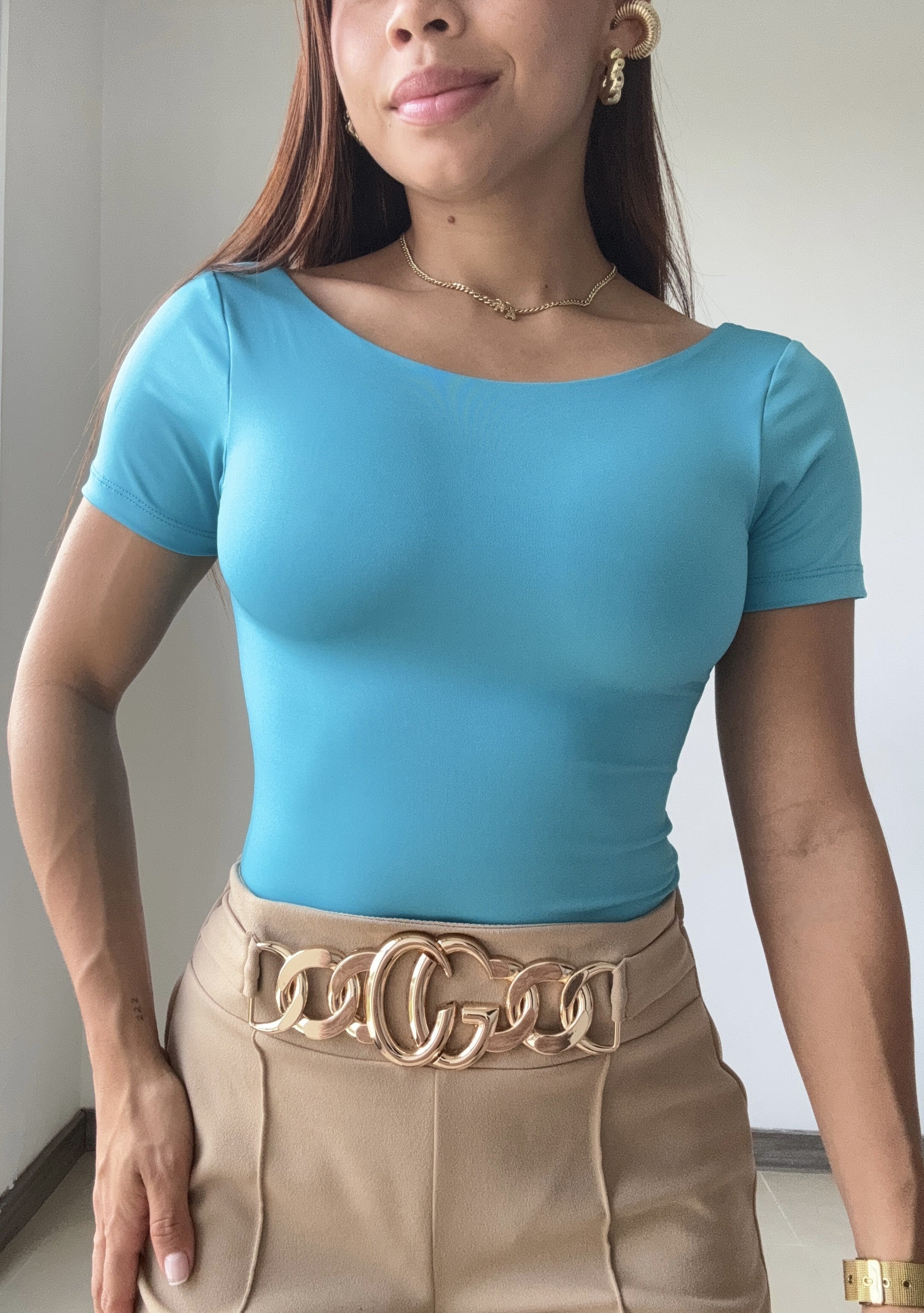 Body Manga Corta Escote Espalda
