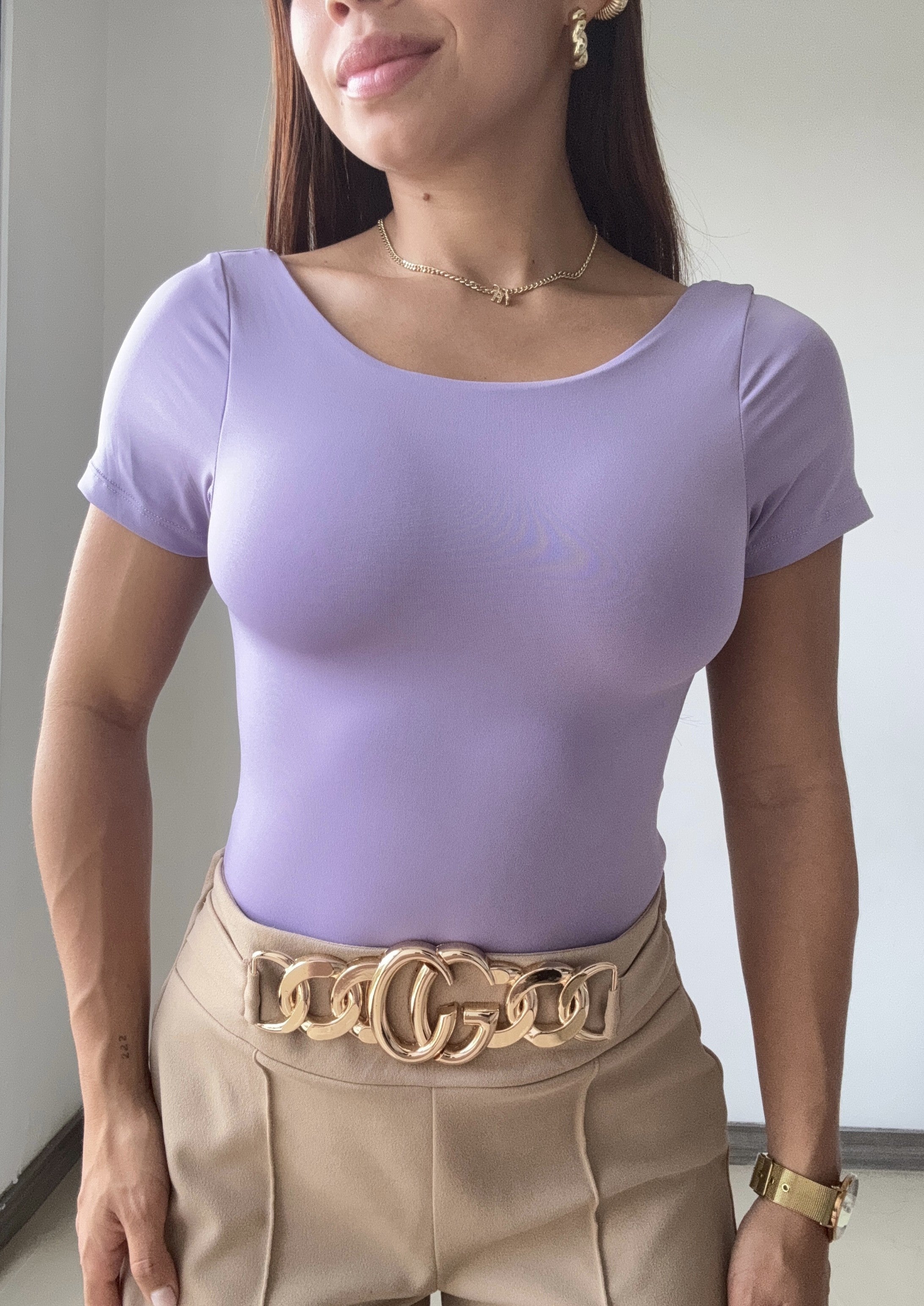 Body Manga Corta Escote Espalda