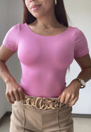 Body Manga Corta Escote Espalda