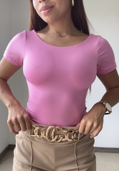 Body Manga Corta Escote Espalda
