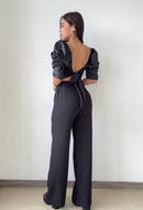 Blusa Satin Manga 3/4 Globo Zurcido Bust