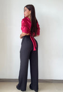 Blusa Satin Manga 3/4 Globo Zurcido Bust