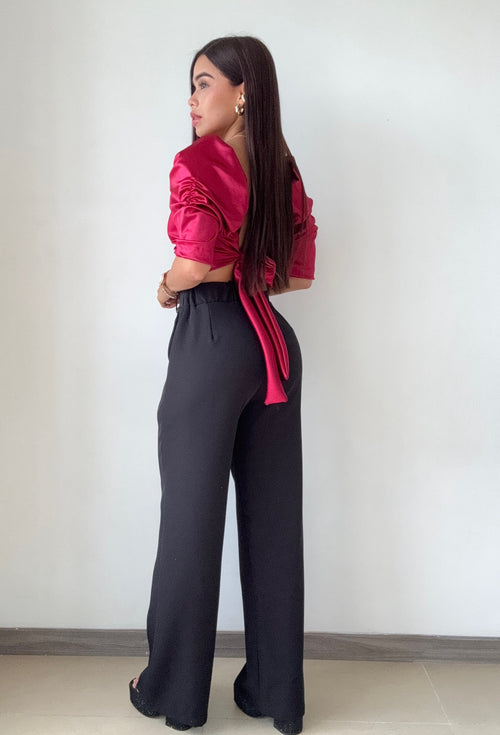 Blusa Satin Manga 3/4 Globo Zurcido Bust