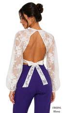 Blusa Cuello Redondo Manga Estilo Globo