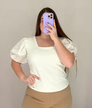 Blusa Manga En Hojarota Plus
