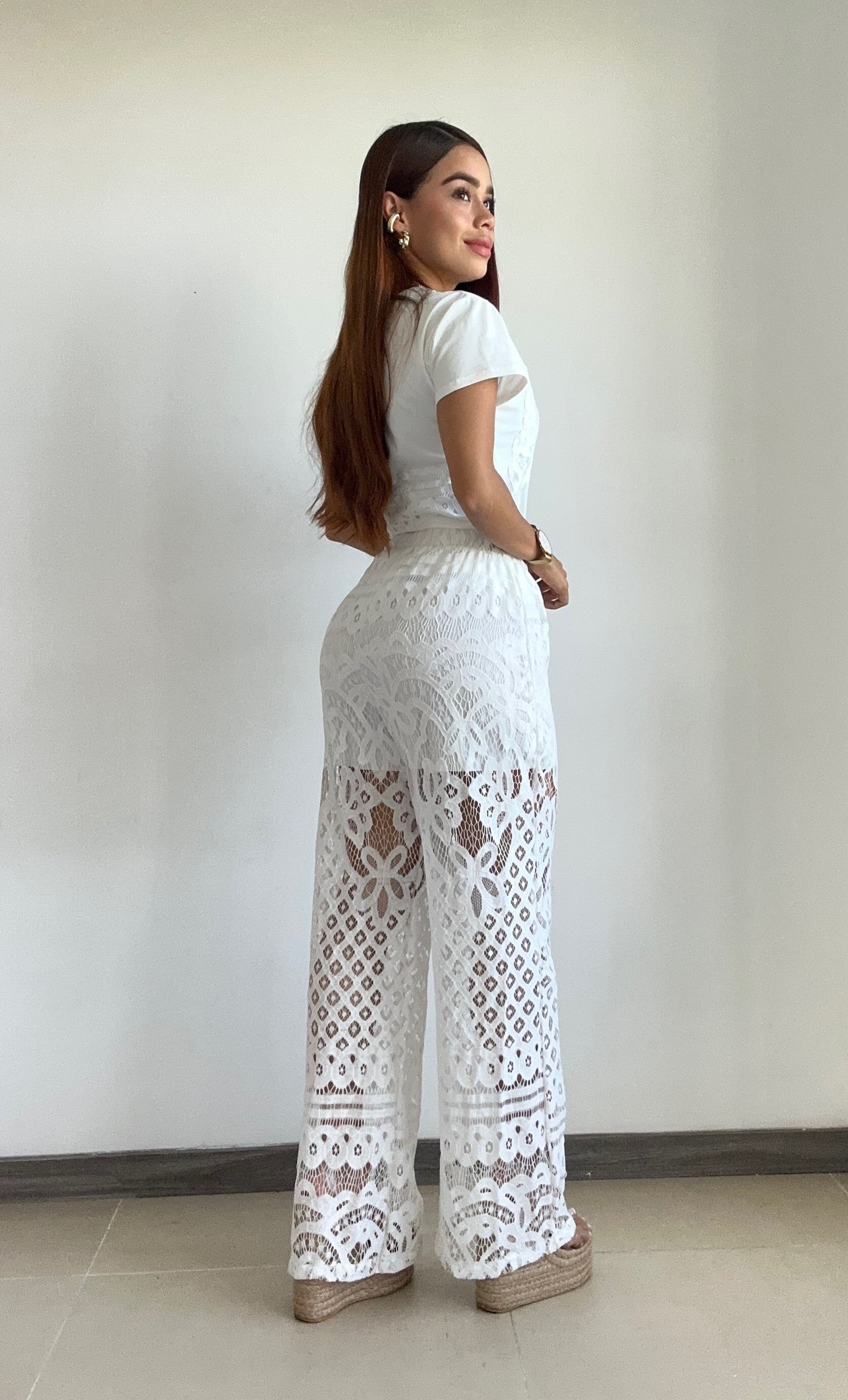 Camisa Manga Corta Con Aplique Encaje